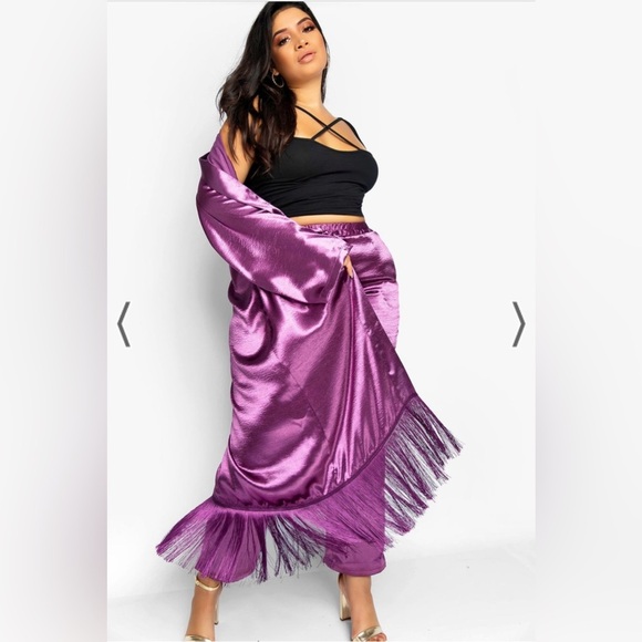 Purple satin fringe rebdolls glow up duster kimono - Picture 2 of 9